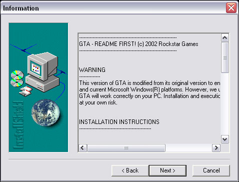 GTA 1 Installazione