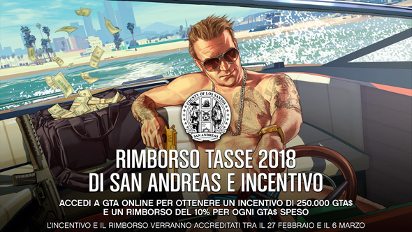 250.000 GTA$ in regalo e bonus rimborsi su GTA Online